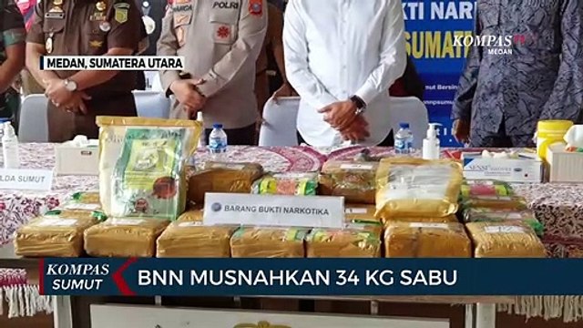 Peringati Hari Anti Narkotika Internasional, BNN Sumut Musnahkan 34 Kg Sabu
