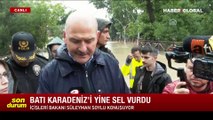 İçişleri Bakanı Süleyman Soylu, sağanaktan etkilenen Bartın'da açıklamalarda bulundu