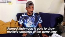Libyan Artist Draws Multiple Drawings at the Same Time Using Both Hands and Feet