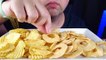 ASMR POTATO CHIPS vs APPLE CHIPS | CRUNCHY ASMR EATING SHOW MUKBANG | NO TALKING