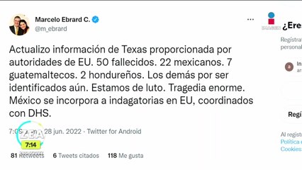 22 de los migrantes fallecidos en Texas, eran mexicanos: cancillería