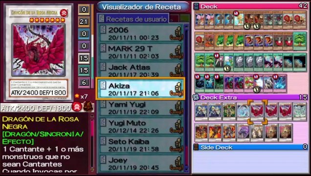 Yu-Gi-Oh! GX Tag Force 3 Español - Akiza (Anime y Videojuegos) Deck Profile #invocacionsynchro