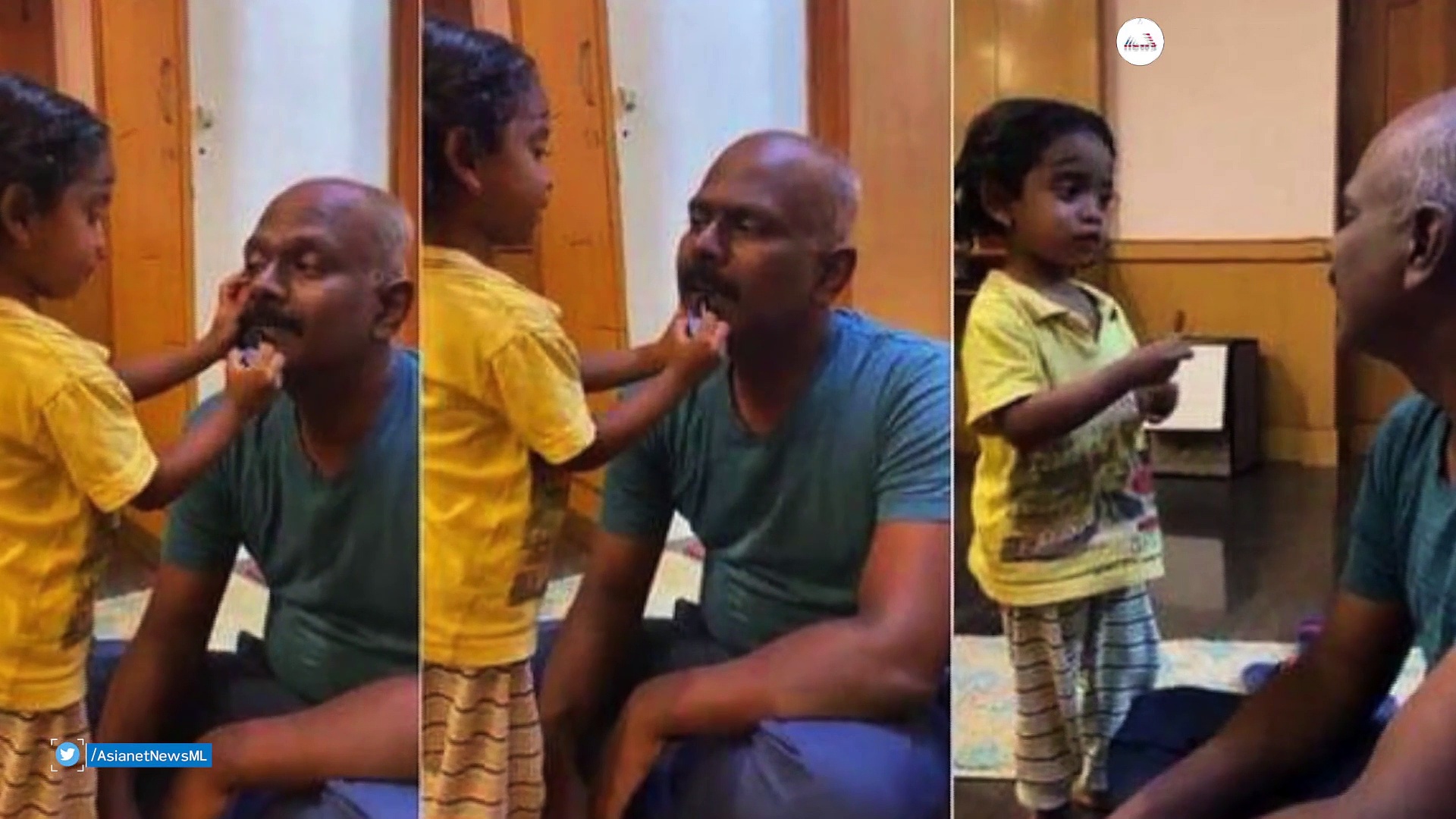 മേക്കപ്പിട്ട് മകള്‍, അനുസരണയോടെ ഇരുന്ന് അച്ഛന്‍; പൊലീസിനെ കുരുന്ന് നിലയ്ക്ക് നിര്‍ത്തിയെന്ന് സോഷ്യല്‍മീഡിയ