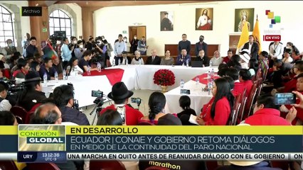 Ecuador: Conaie retoma diálogo con el Gobierno en medio de continuidad del paro nacional
