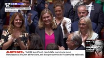 Ovation pour Yaël Braun-Pivet, élue présidente de l'Assemblée nationale avec 242 voix