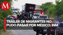 Tráiler donde fueron hallados migrantes en Texas no cruzó por México, imposible: INM