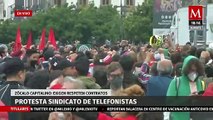 Telefonistas marchan rumbo al Zócalo de CdMx; exigen respetar contratos colectivos
