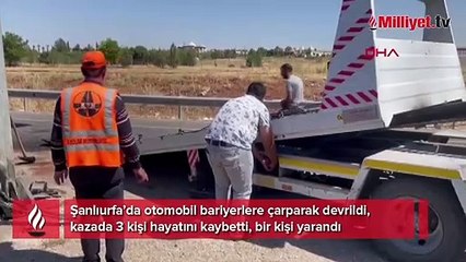 Otomobil, bariyerlere çarparak devrildi: 3 ölü, 1 yaralı