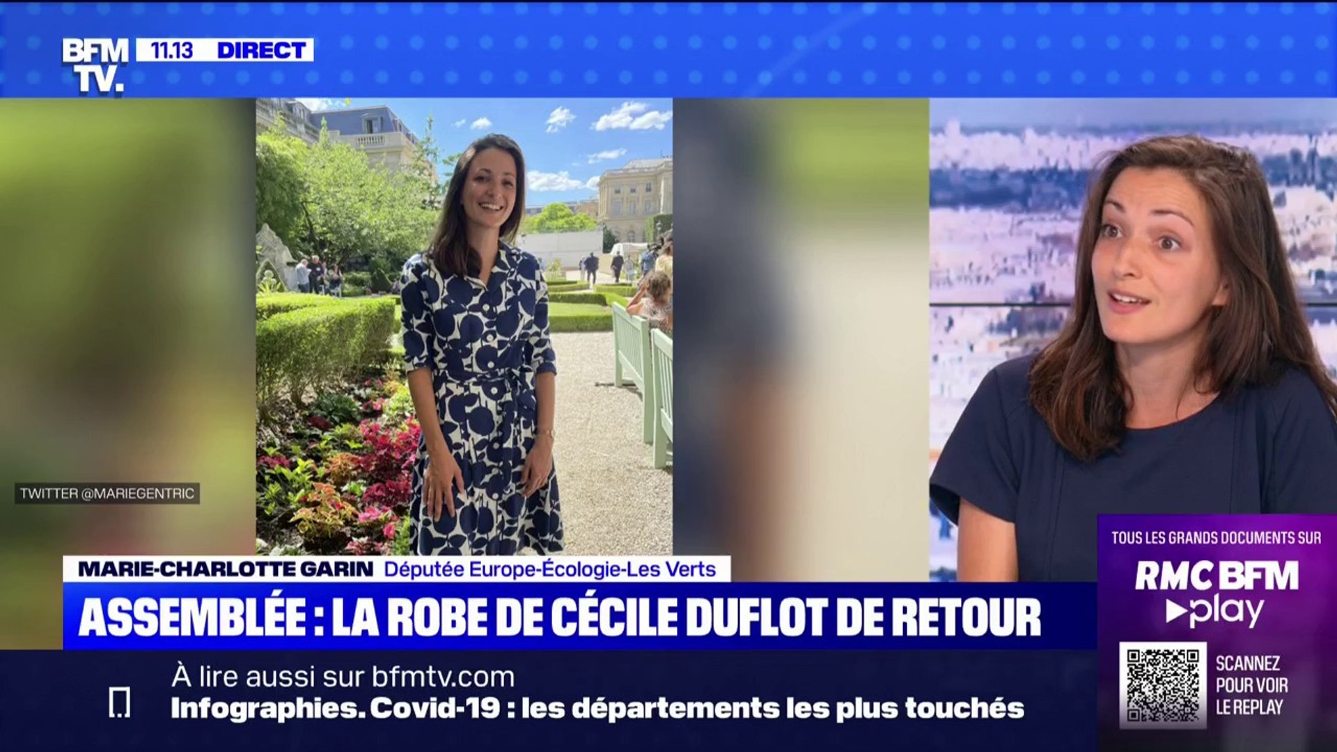 La députée écologiste qui portait la robe de Cécile Duflot pour sa rentrée  à l'Assemblée témoigne sur BFMTV - Vidéo Dailymotion