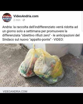 Andria: raccolta indifferenziato ridotta ad un giorno - i dettagli su videoandria.com