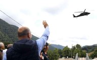 Sele teslim olan köyde çocukların helikopter sevinci! Gökyüzünde tur attılar