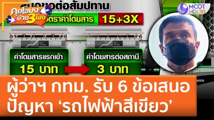 ผู้ว่าฯ กทม. รับ 6 ข้อเสนอ ปัญหา 'รถไฟฟ้าสีเขียว' (29 มิ.ย. 65) คุยโขมงบ่าย 3 โมง