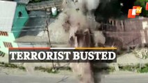 Drone Shots Of Terrorist Hideout Being Destroyed In J&K