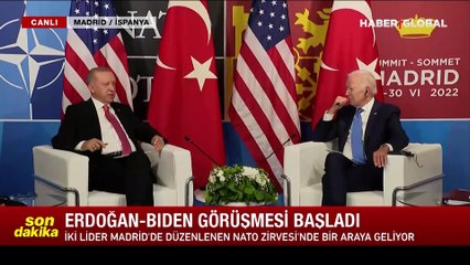 Son dakika Cumhurbaşkanı Erdoğan ve ABD Başkanı Biden'ın görüşmesi başladı!