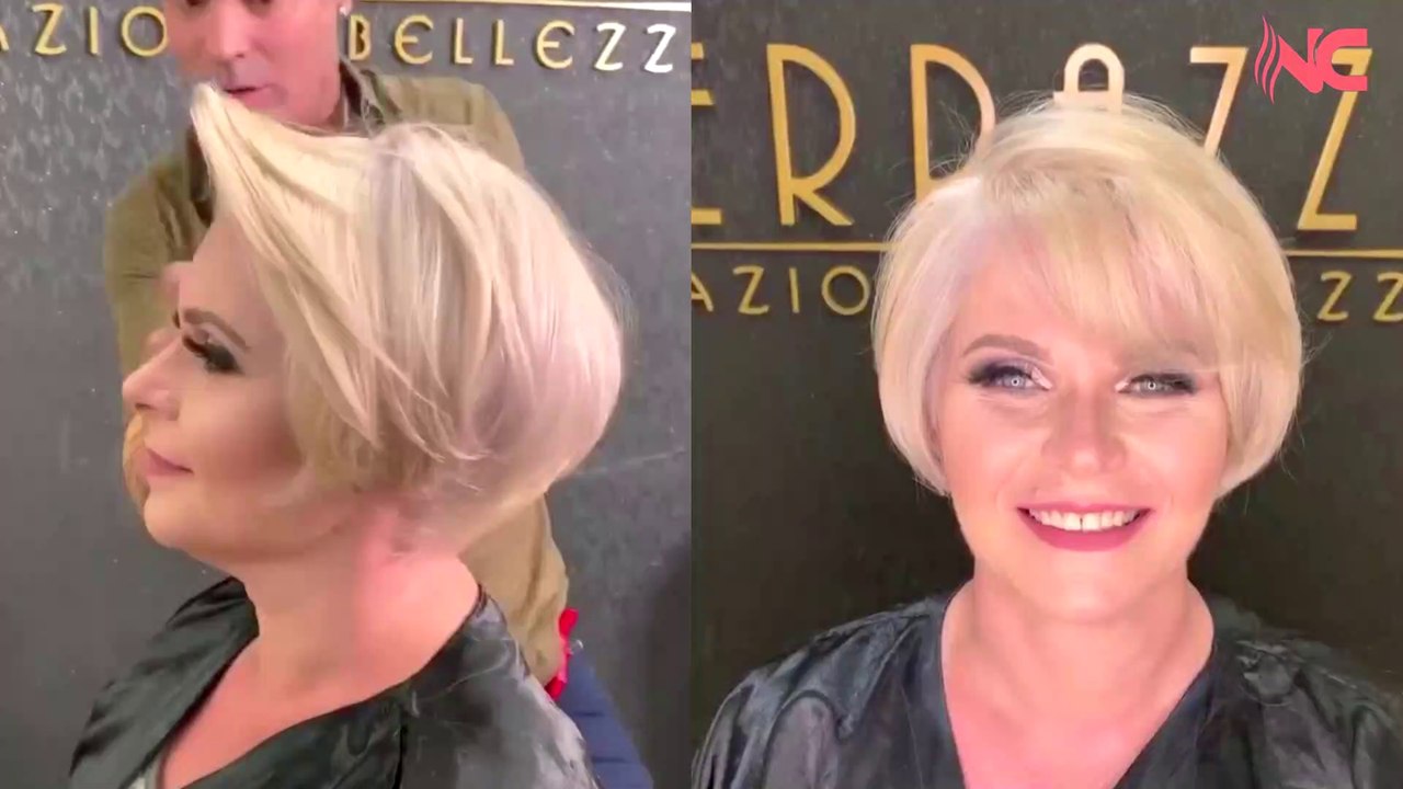 Successo di trasformazione per bei capelli biondi corti