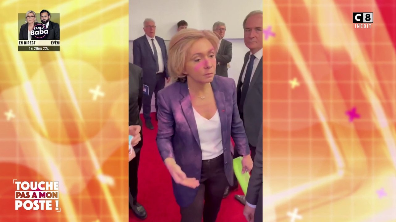 Zapping du 17/03 : Valérie Pécresse aspergée de poudre rose par un militant