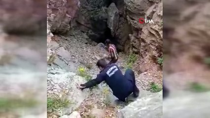 Mağarada eşek kurtarma operasyonu