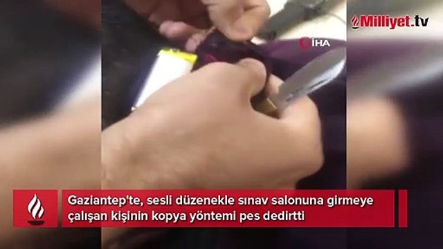 Polis bile şoke oldu! Kopya düzeneği ile yakalandı