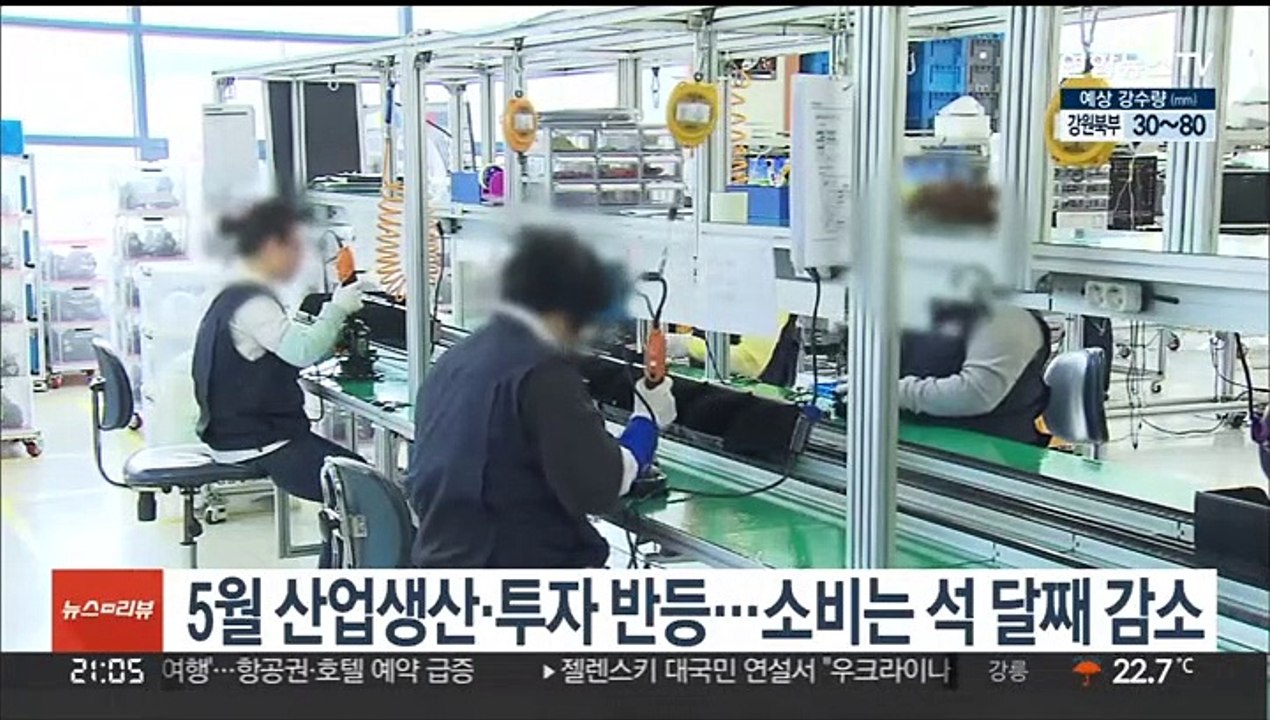 5월 산업생산·투자 반등…소비는 석 달째 감소