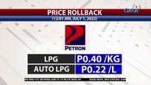 Petron, magpapatupad ng P0.40/kg rollback sa LPG at P0.22/L sa auto LPG | 24 Oras
