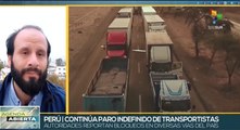 Gremios de transportistas peruanos prosiguen paro indefinido