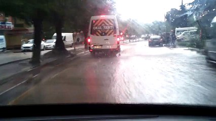 Driving On The Flooded Streets Of The City