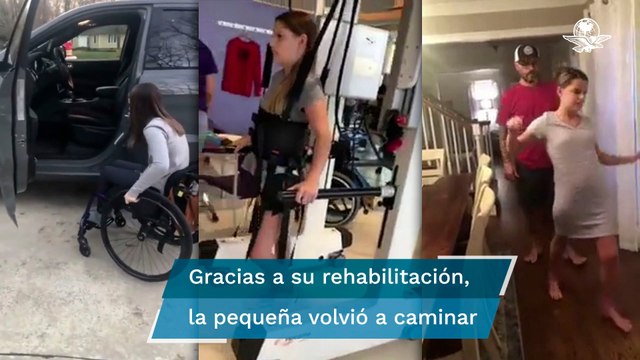 Tras sufrir un derrame cerebral, padres graban el duro proceso de su hija para volver a caminar