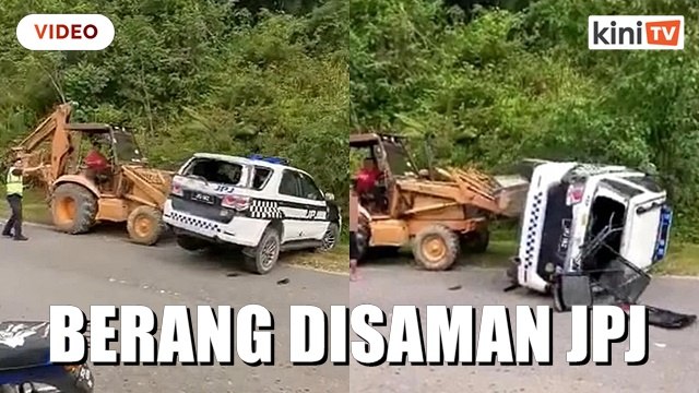 Pemandu mengamuk langgar kenderaan JPJ guna jengkaut ditahan