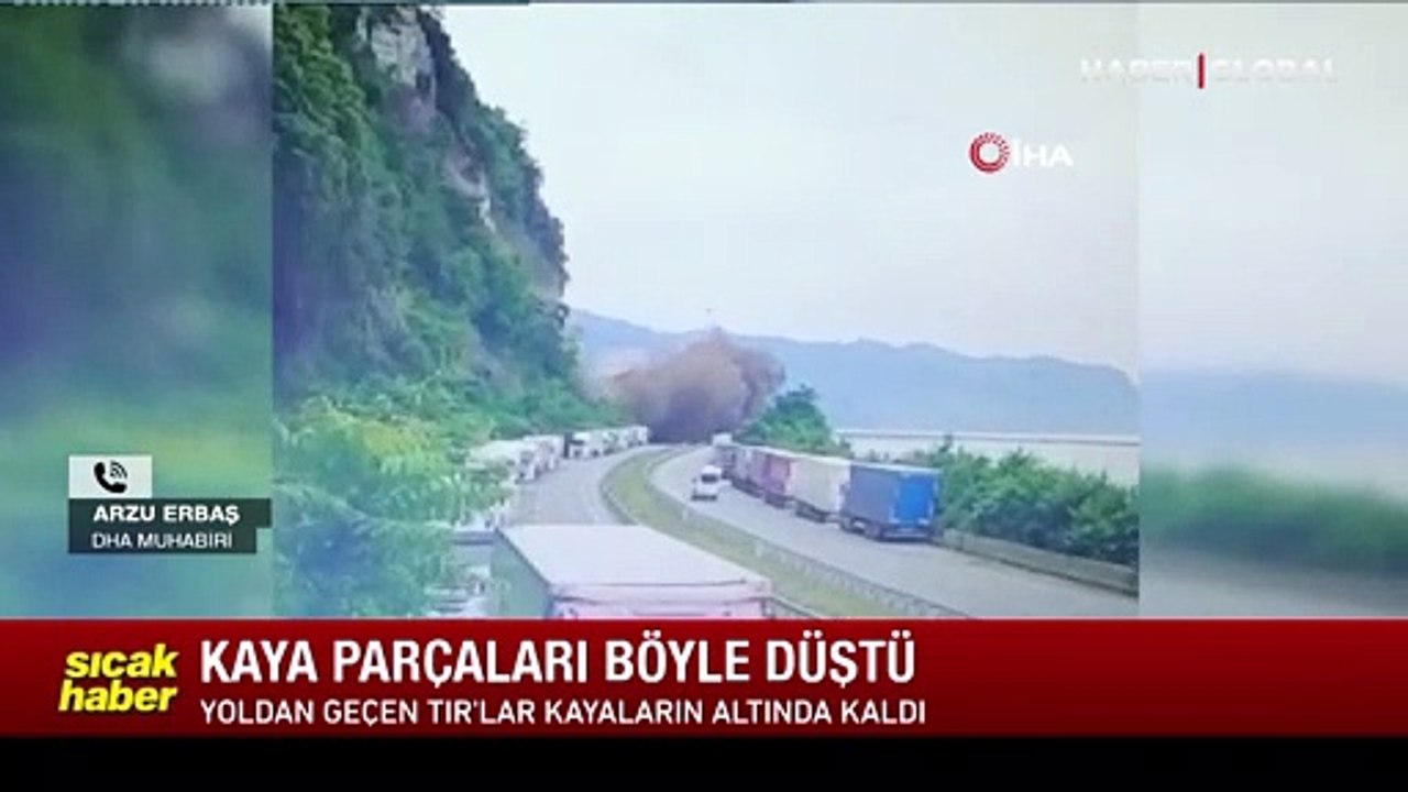 Artvin'de felaket anı! Dev kayalar böyle düştü