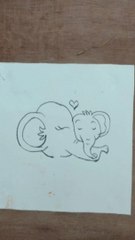 Cute Elephant and her baby drawing