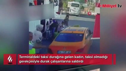 Ümraniye’de taksi durağını birbirine kattı: Çay döktü, kafa attı