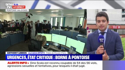 Élisabeth Borne en déplacement à l'hôpital de Pontoise pour rendre les conclusions de la "mission flash" sur les urgences