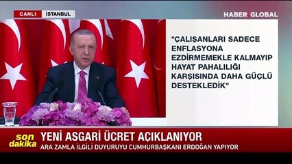 Cumhurbaşkanı Erdoğan, yeni asgari ücreti açıkladı