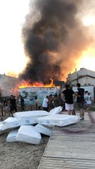 KEŞAN'DA, İŞÇİLERİN KALDIĞI KONTEYNERLERDE ÇIKAN YANGIN KORKUTTU