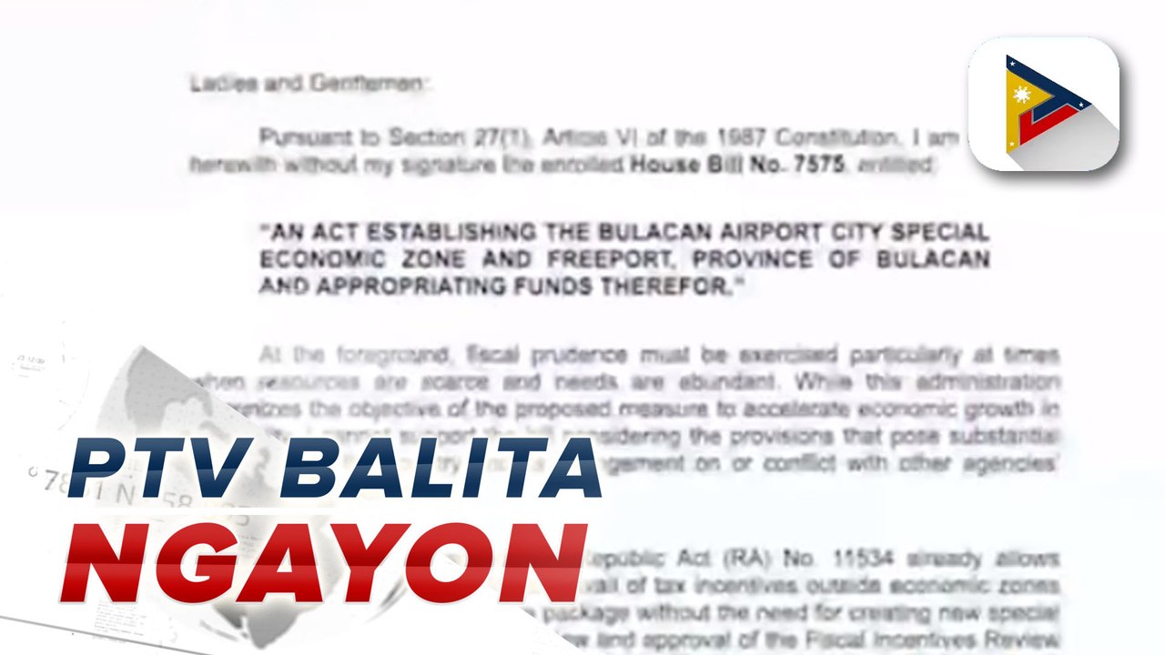 Panukalang batas para sa pagtatatag ng Bulacan Airport City special economic zone and freeport, vi-neto ni PBBM;
