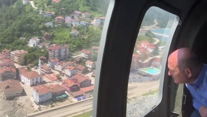 KASTAMONU - İçişleri Bakanı Soylu, Kastamonu'da sel bölgesini havadan inceledi