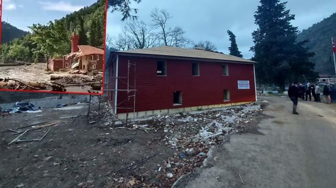 Geçen yıl selde yıkılan camiyi, aynı yere yaptılar yine yıkıldı