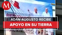 Colocan mantas de apoyo a Adán Augusto