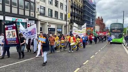 NHS underfunding protest and 74th birthday celebration in Leeds