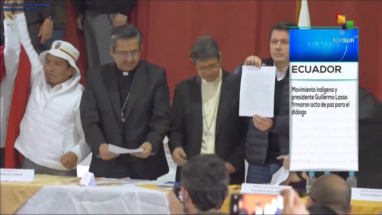 Síntesis 02-07: Movimiento indígena de Ecuador y Guillermo Lasso firman acta de paz para el diálogo