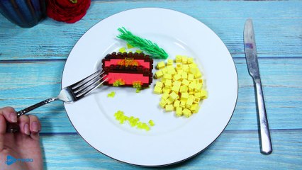 Lego Food  쇠고기 그릴 - 스톱모션 요리 & Lego ASMR