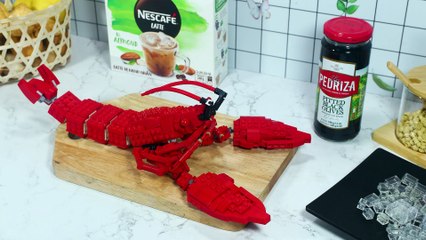 LEGO 문어 케이크 레시피 & Sea Animals - 스톱모션 요리 & Lego ASMR