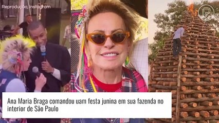 Festa junina em fazenda de Ana Maria Braga tem fogueira gigante, cantada de 'padre' e mais!