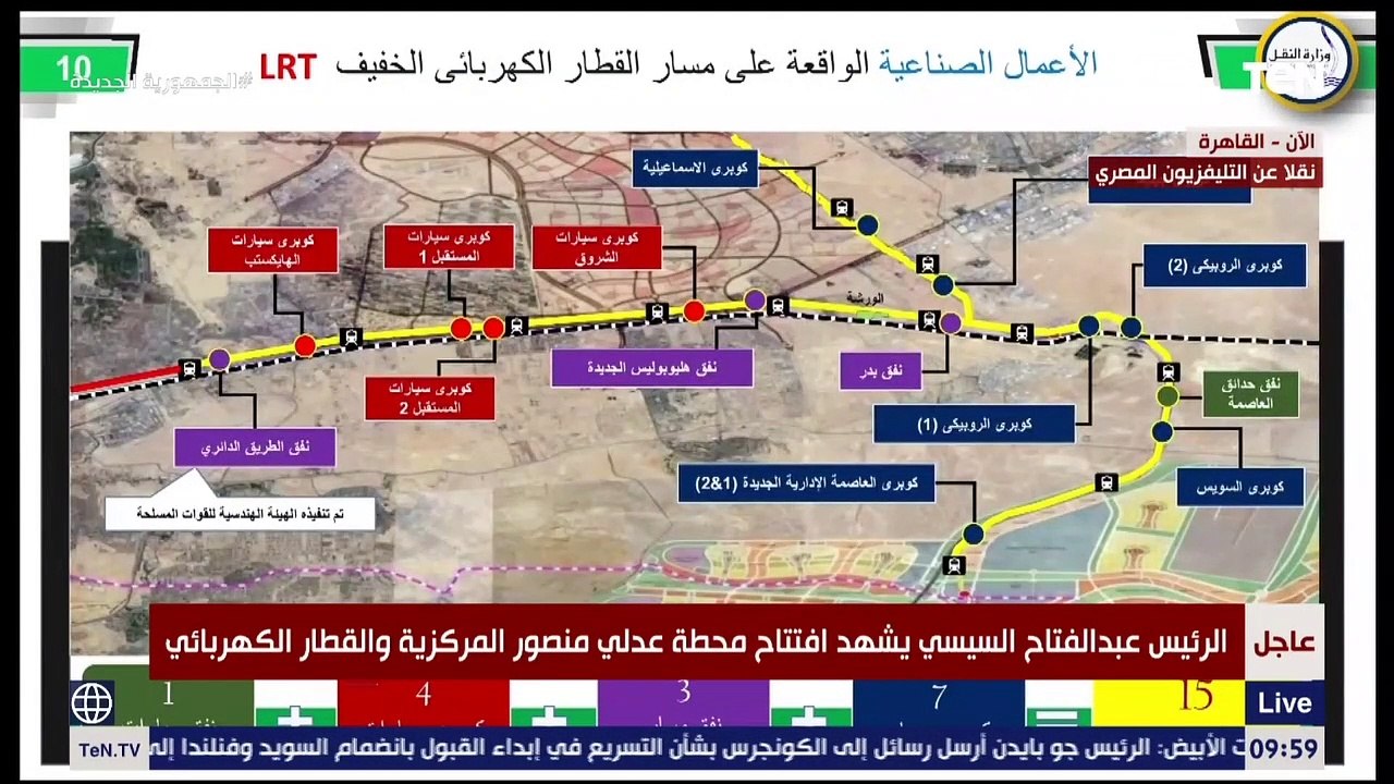 الرئيس السيسي يستمع لشرح مفصل من وزير النقل عن القطار الكهربائي الخفيف