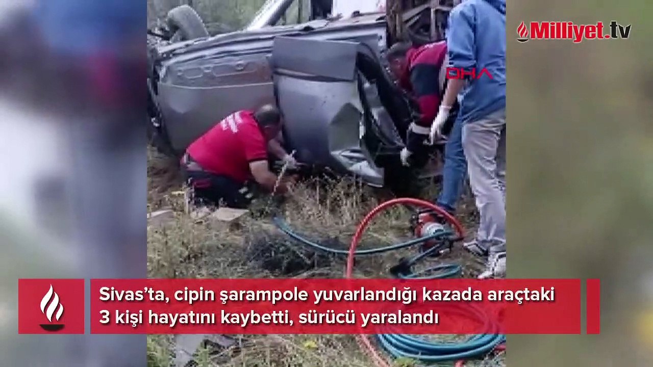 Sivas'ta cip şarampole devrildi