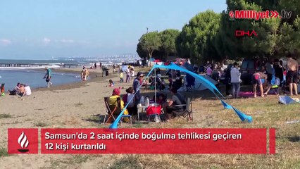 Samsun'da 2 saatte 12 kişi boğulma tehlikesi geçirdi