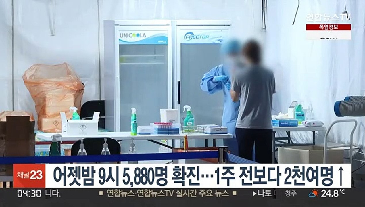 어젯밤 9시 5,880명 확진…1주 전보다 2천여명↑