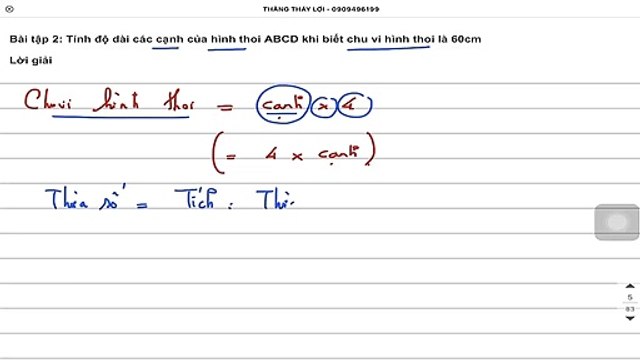 Tính độ dài cạnh hình thoi khi biết chu vi hình thoi Toán lớp 4