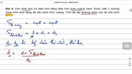 Cách tính độ dài đường chéo hình thoi