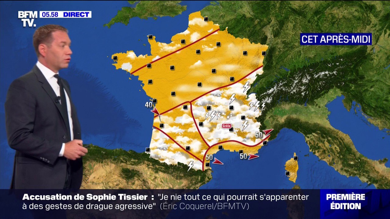 Un temps ensoleillé au Nord, plus nuageux et avec des risques d'orages du Sud-Ouest aux Alpes prévu ce lundi